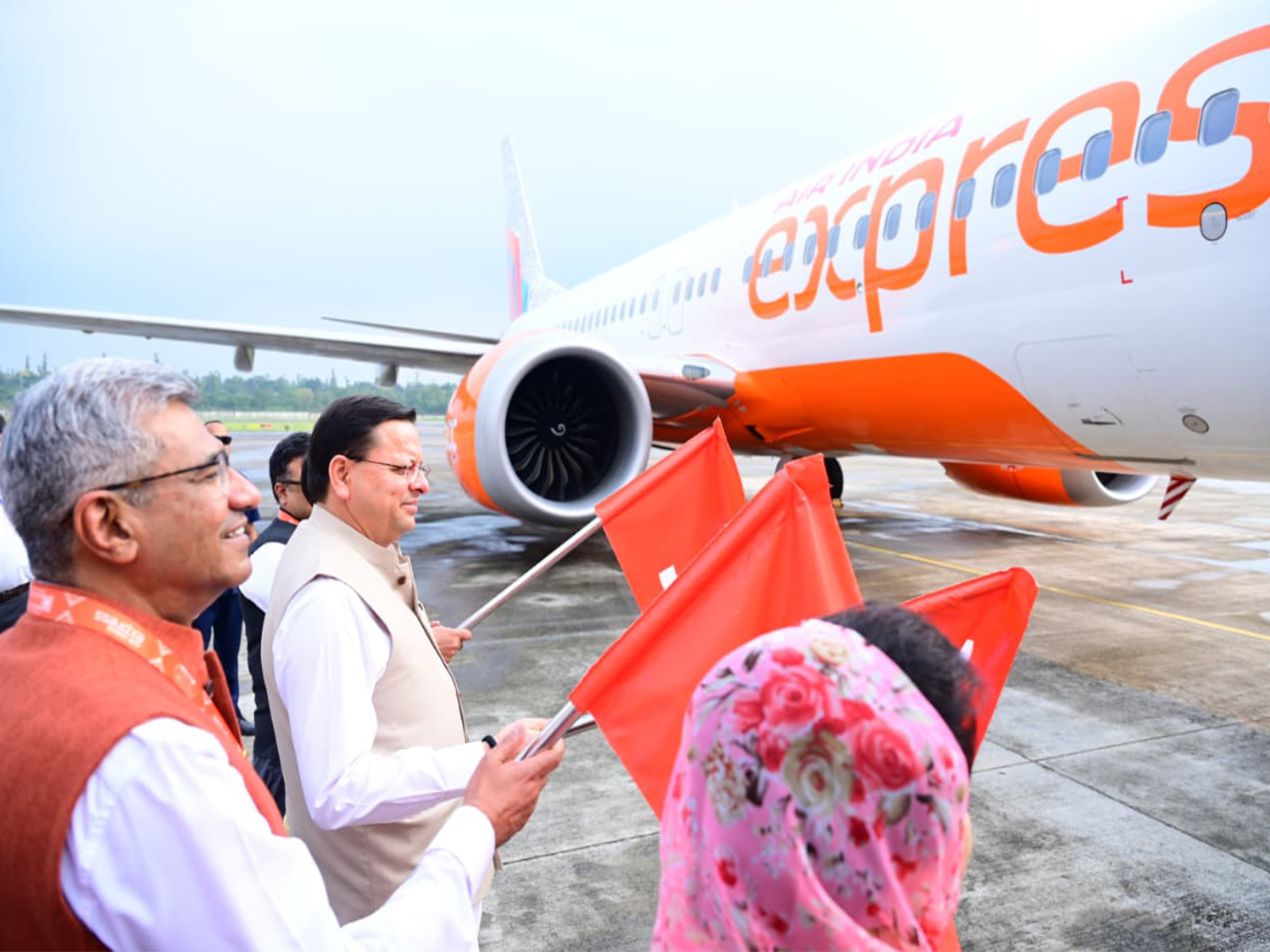 Uttarakhand CM flags off New Air India Express flight (Photo/ANI)