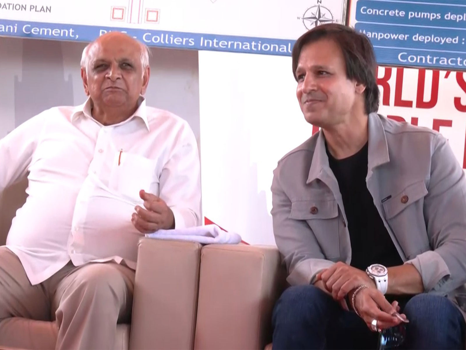 Gujarat Chief Minister Bhupendra Patel, Vivek Oberoi (Image source/ANI) 