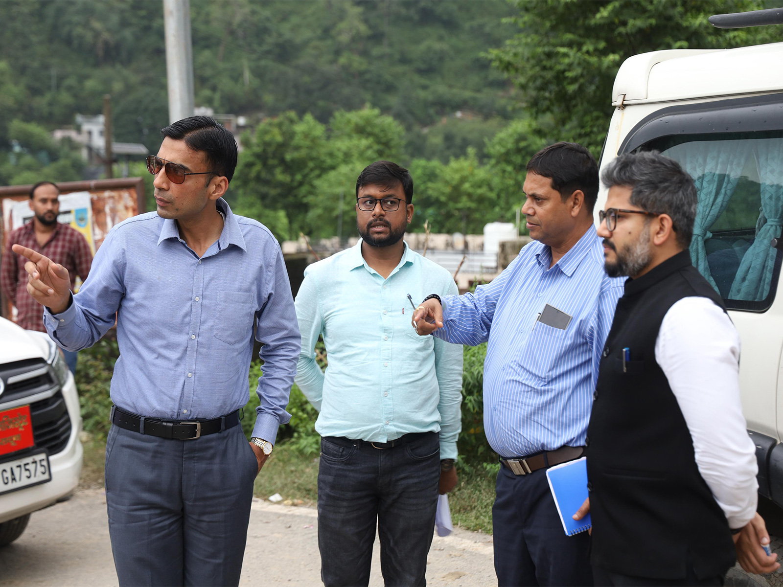 District Magistrate (DM) Savin Bansal inspected the area. (Photo/ANI)