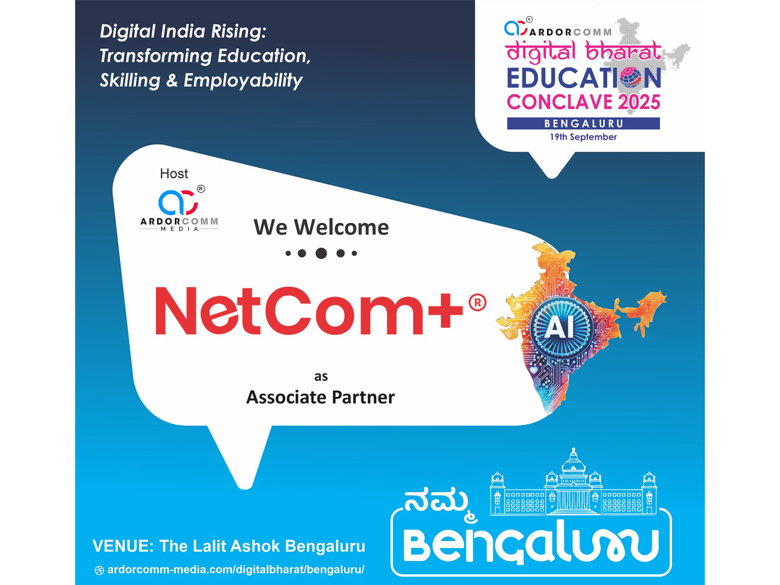 NetCom+ to Spotlight Innovation as Associate Partner at Digital Bharat Education Conclave 2025