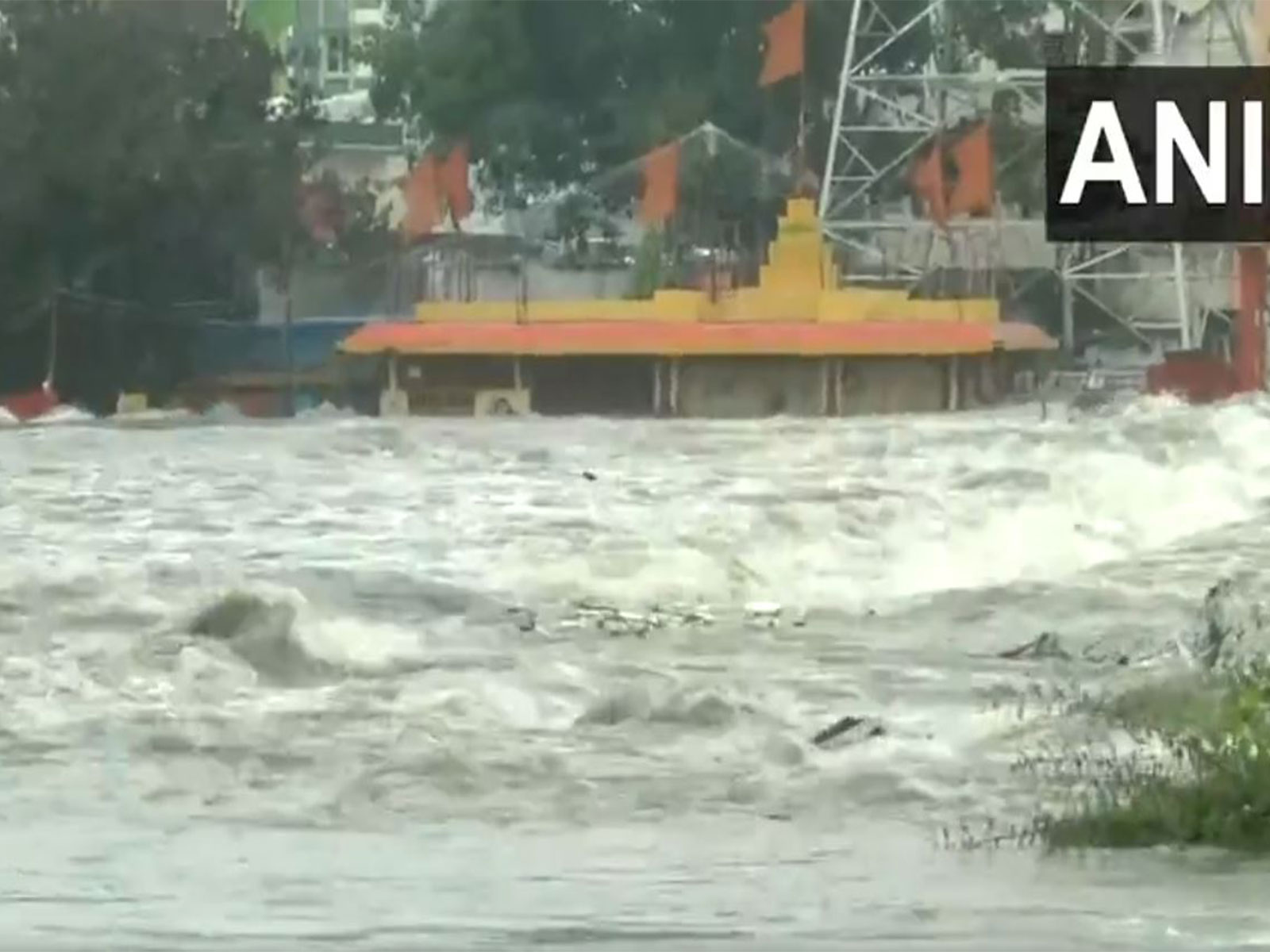 Amid heavy rainfall in Hyderabad, gates of Himayat Sagar reservoir opened, causing Musi River to overflow (Photo/ANI)