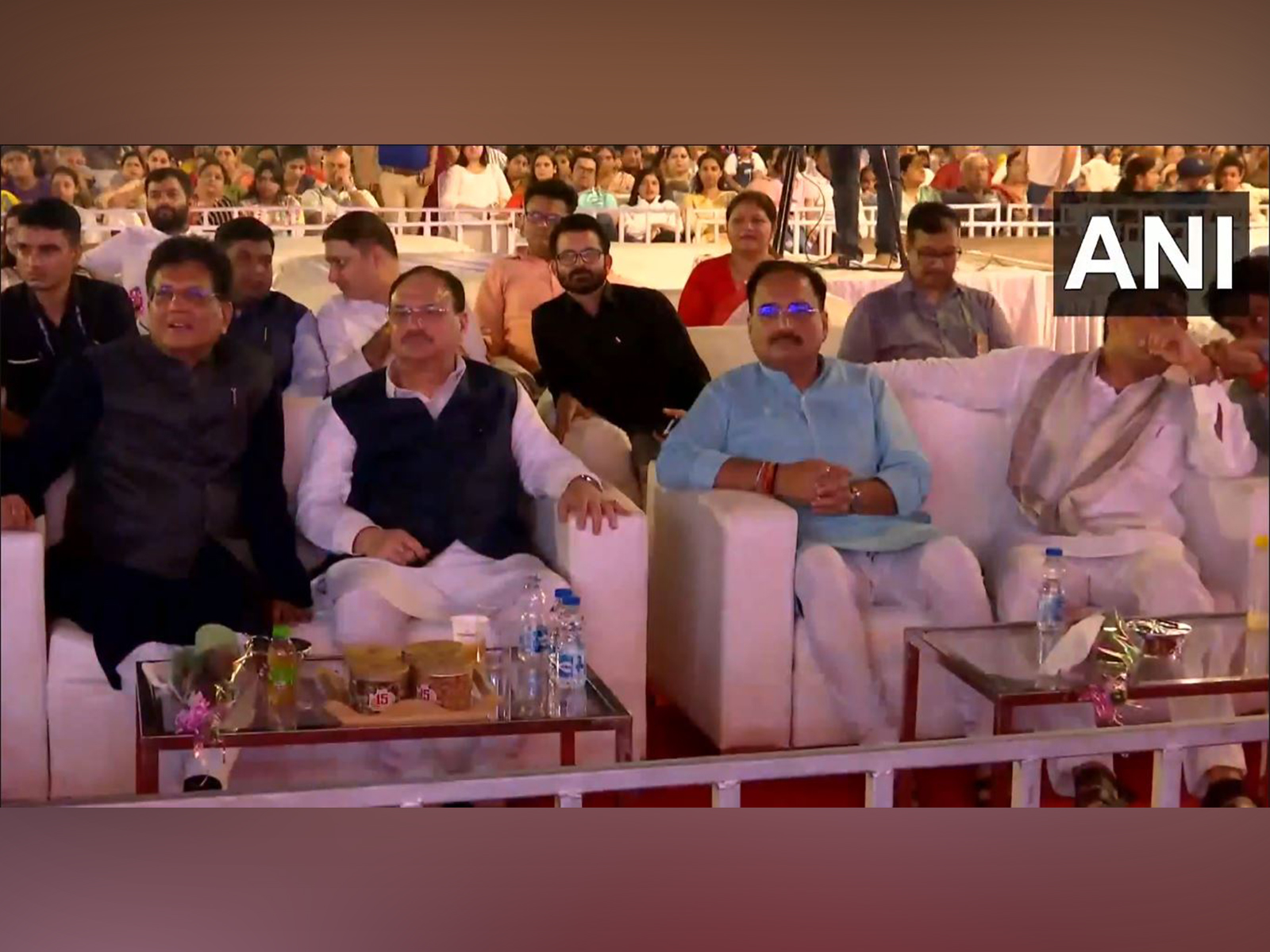 Union Minister's JP Nadda and Piyush Goyal, Delhi BJP president Virendraa Sachdeva and Delhi Minister Parvesh Verma attends the Ramleela celebrations at the Ramlila Maidan in Delhi (Photo/ANI) Union Minister's JP Nadda and Piyush Goyal, Delhi BJP president Virendraa Sachdeva and Delhi Minister Parvesh Verma attends the Ramleela celebrations at the Ramlila Maidan in Delhi (Photo/ANI)