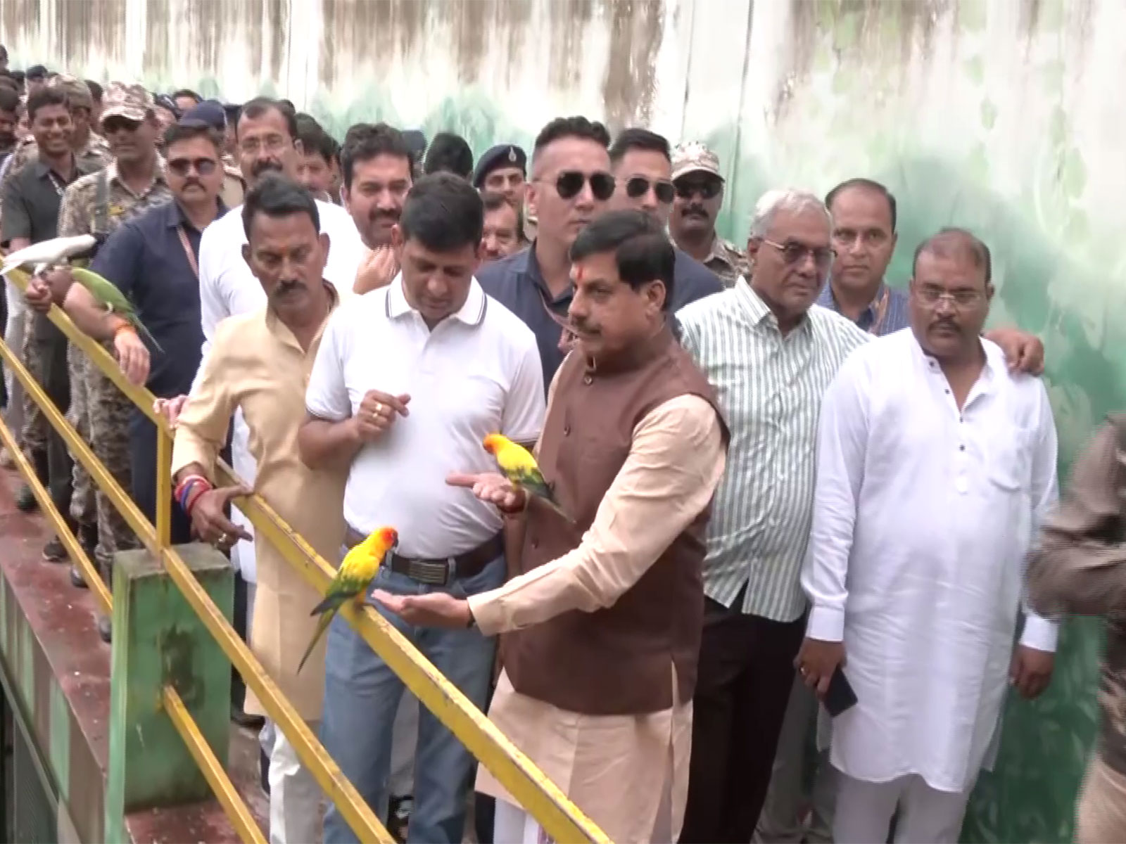 MP CM Mohan Yadav feeding the birds (Photo/ANI) MP CM Mohan Yadav feeding the birds (Photo/ANI)