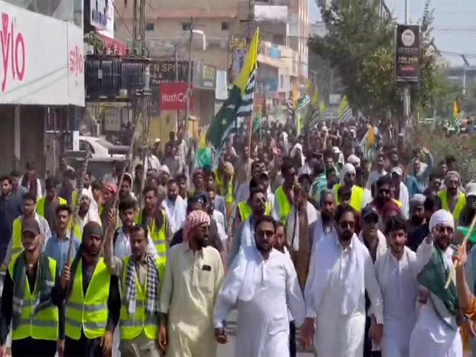 Protesters take part in demonstrations during a shutdown in Pakistan-occupied Jammu and Kashmir (PoJK) (Photo/ANI)